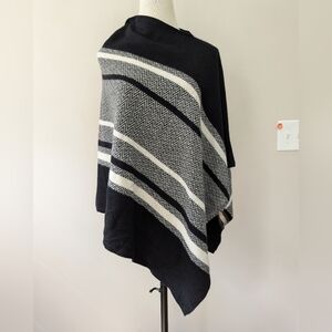 Charter Club Luxury Striped Cashmere Poncho Sweater Wrap  Top